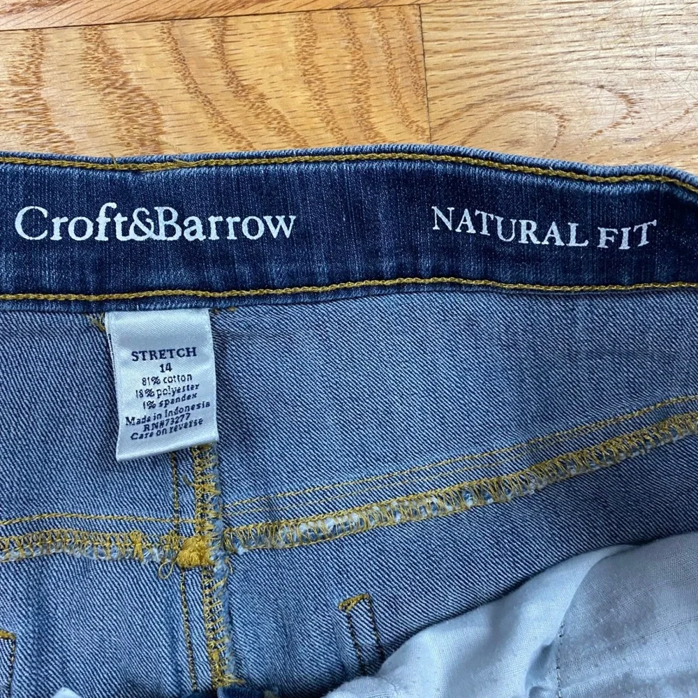 Croft & Barrow Denim Capris Womens 14 Blue Dark‎ Wash Natural Fit Casual Classic